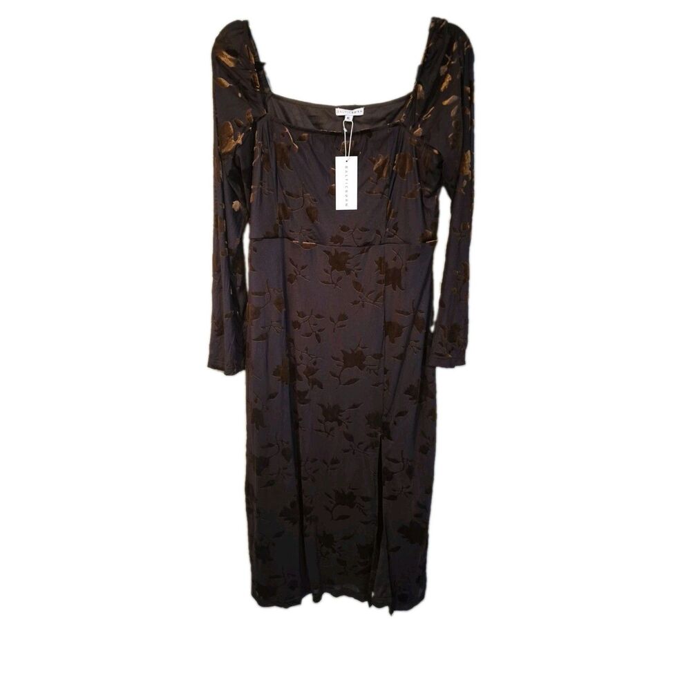 NWT Baltic Born XL Tamara Dress Velvet Burnout Deep Plum Bronze Fairy Grunge
